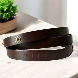 Louis Vuitton Chocolate Brown Leather Florentine Adjustable Belt Size XS